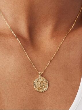 14K Gold Plated Sun Moon Medallion Byzantine Coin Baroque Pendant Necklace